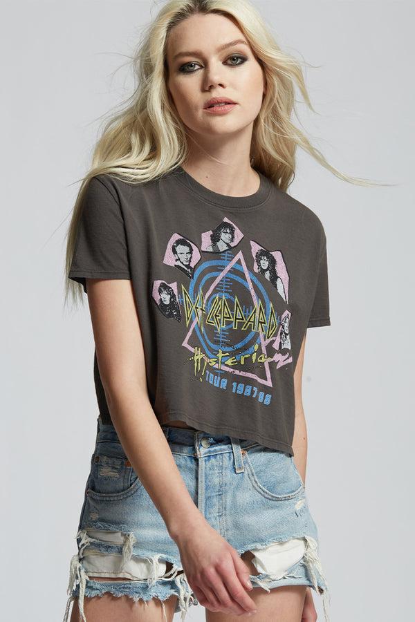 recycled karma Def Leppard Hysteria Tour Cropped Tee
