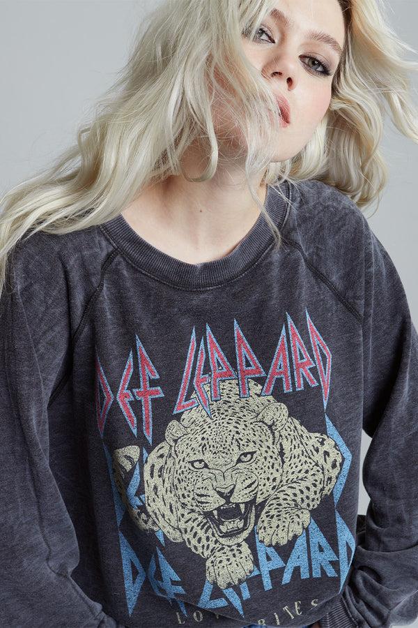 Recycled Karma Def Leppard Love Bites Oversized Graphic Sweatshirt