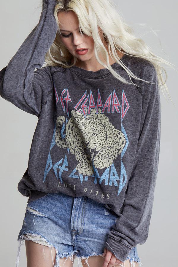 Recycled Karma Def Leppard Love Bites Oversized Graphic Sweatshirt