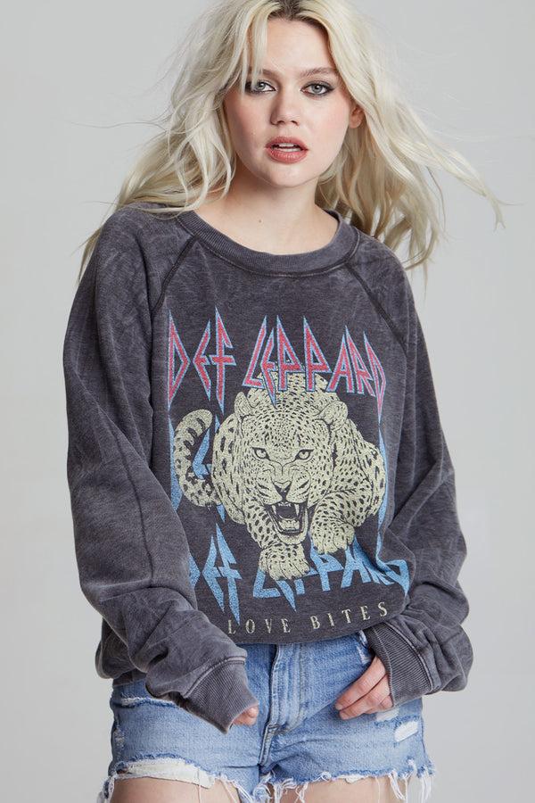 recycled karma Def Leppard Love Bites Oversized Graphic Sweatshirt