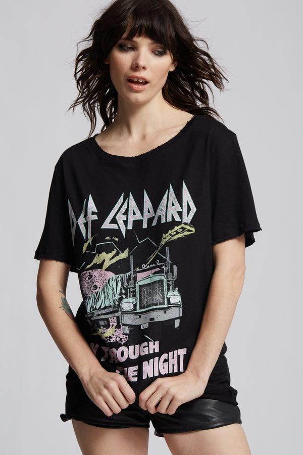 Recycled Karma Def Leppard On Through The Night Vintage Boyfriend Tee