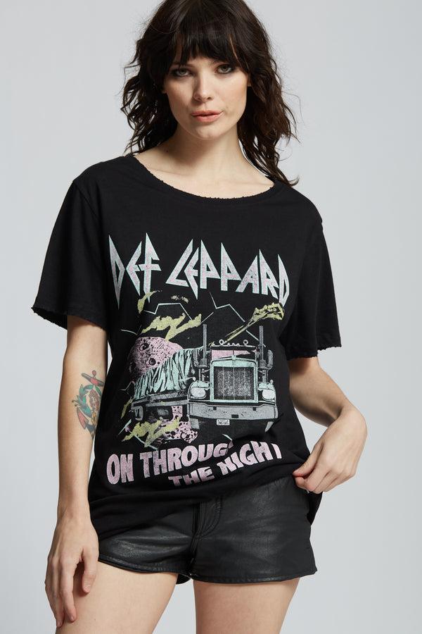 Recycled Karma Def Leppard On Through The Night Vintage Boyfriend Tee