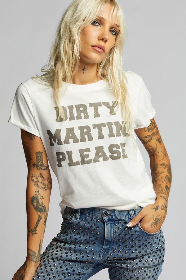 Recycled Karma Dirty Martini Please White Statement Tee