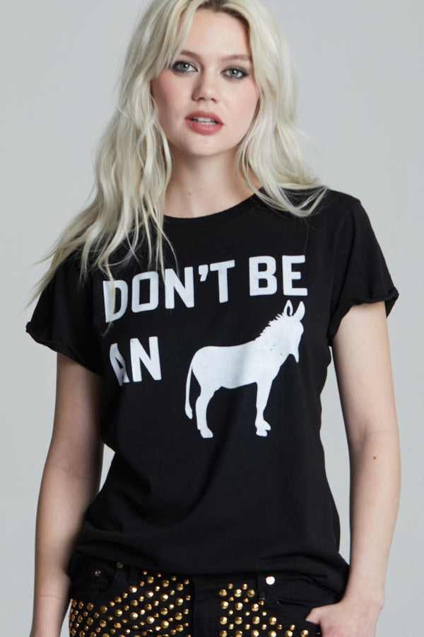 Recycled Karma Don't Be An Ass Fitted Black Graphic Tee