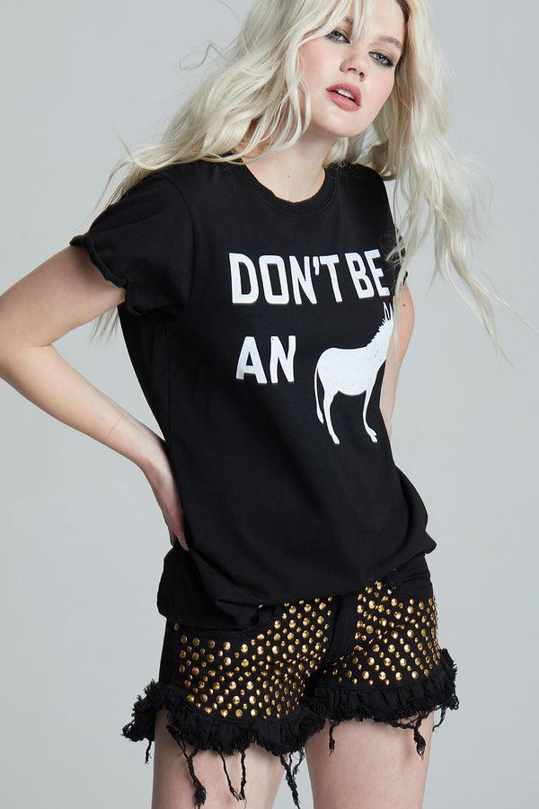Recycled Karma Don't Be An Ass Fitted Black Graphic Tee