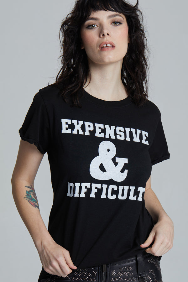 Recycled Karma Expensive & Difficult Black Statement Tee