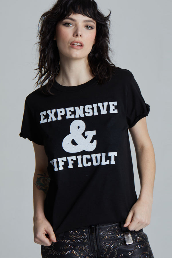 Recycled Karma Expensive & Difficult Black Statement Tee
