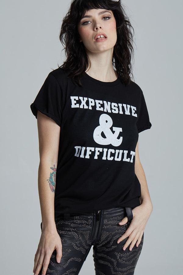 recycled karma Expensive & Difficult Black Statement Tee