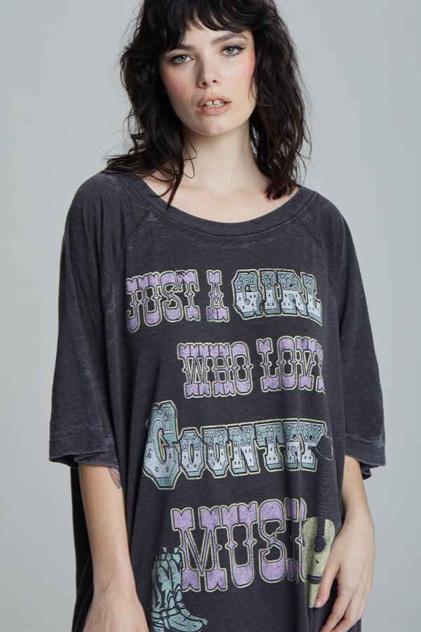 Recycled Karma Girl Loves Country Music One Size T-Shirt Dress