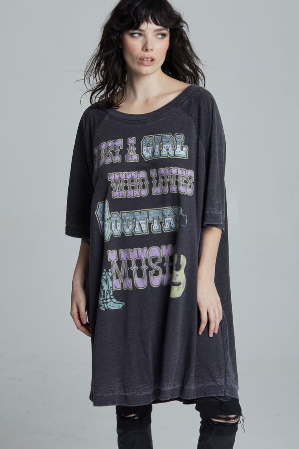 Recycled Karma Girl Loves Country Music One Size T-Shirt Dress