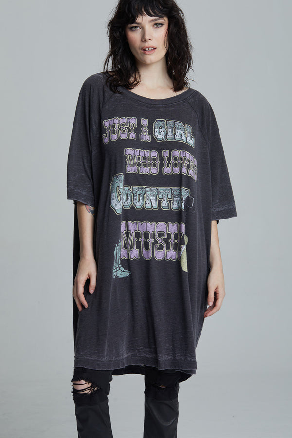 Recycled Karma Girl Loves Country Music One Size T-Shirt Dress