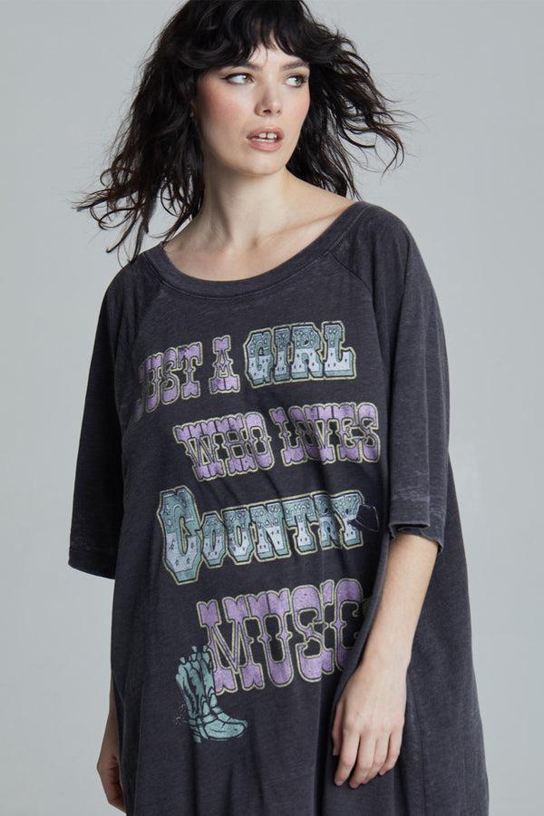recycled karma Girl Loves Country Music One Size T-Shirt Dress