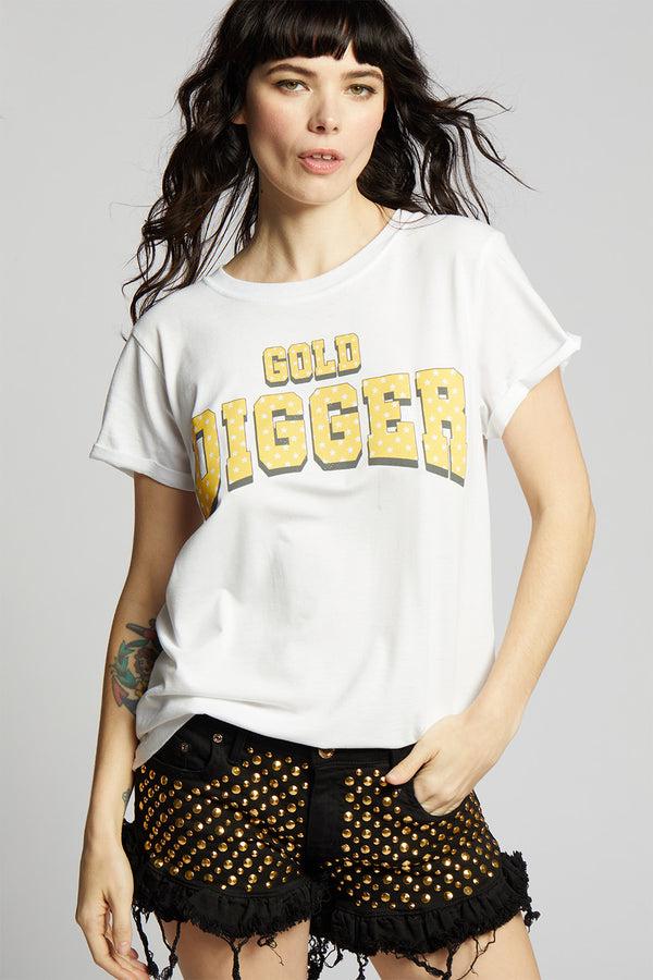 recycled karma Gold Digger Fitted White Graphic Tee