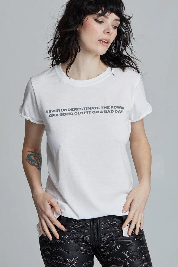 Recycled Karma Good Outfit Bad Day Minimalist White Statement Tee