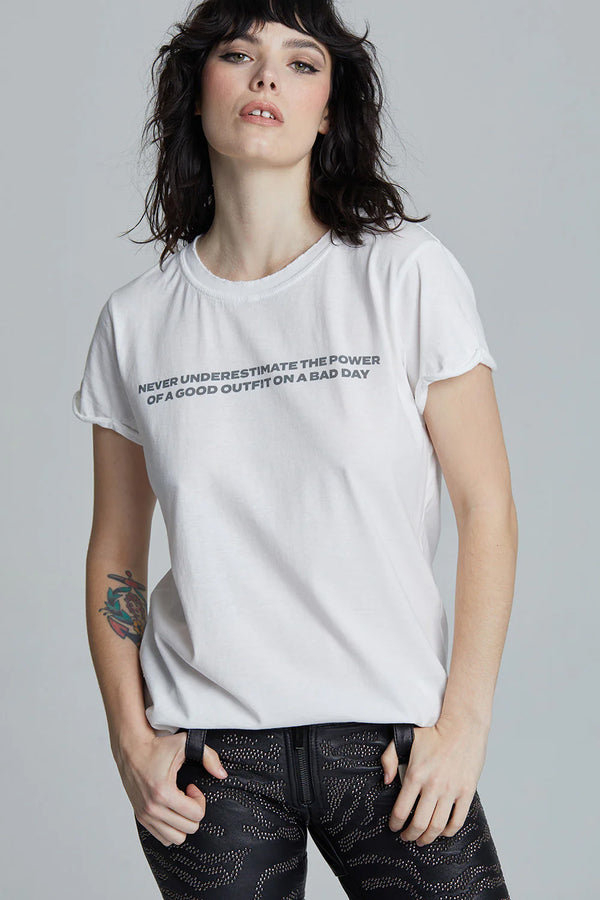 Recycled Karma Good Outfit Bad Day Minimalist White Statement Tee