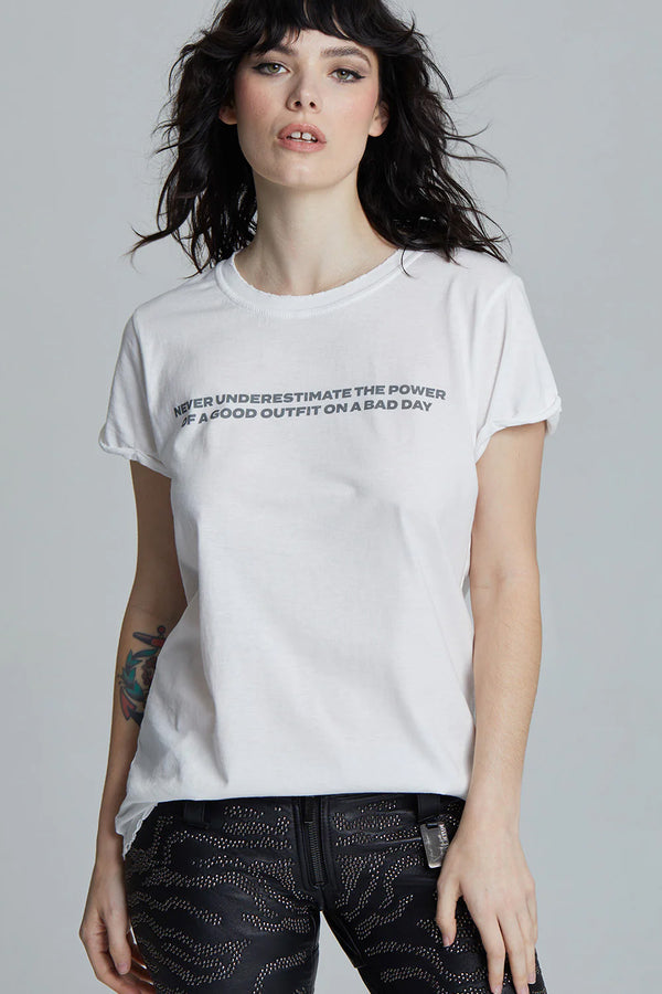 recycled karma Good Outfit Bad Day Minimalist White Statement Tee