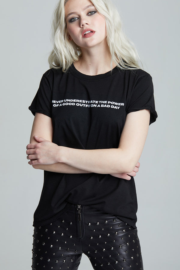 Recycled Karma Good Outfit On A Bad Day Fitted Black Tee