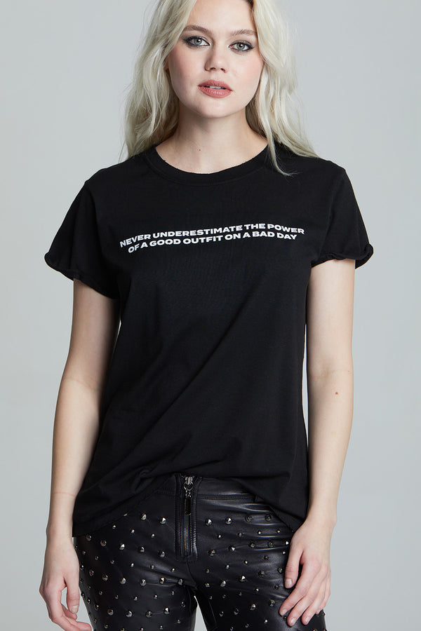 Recycled Karma Good Outfit On A Bad Day Fitted Black Tee