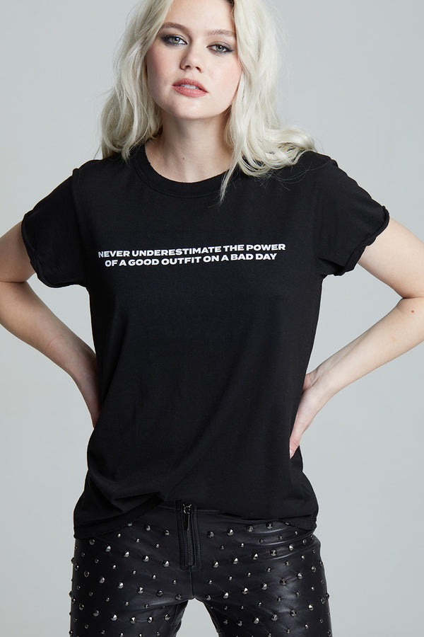 recycled karma Good Outfit on a Bad Day Fitted Black Tee