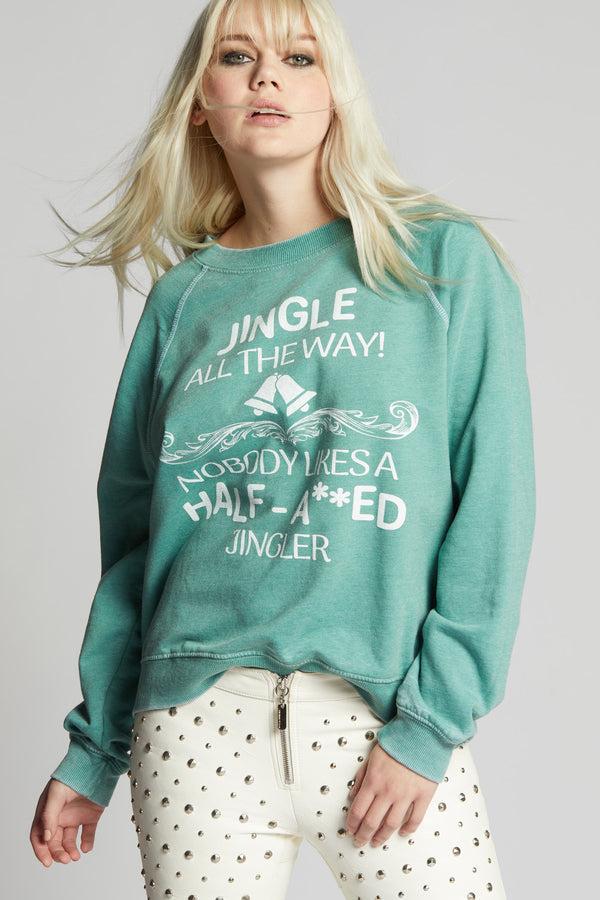 recycled karma Half-A**ed Jingler Holiday Fitted Sweatshirt