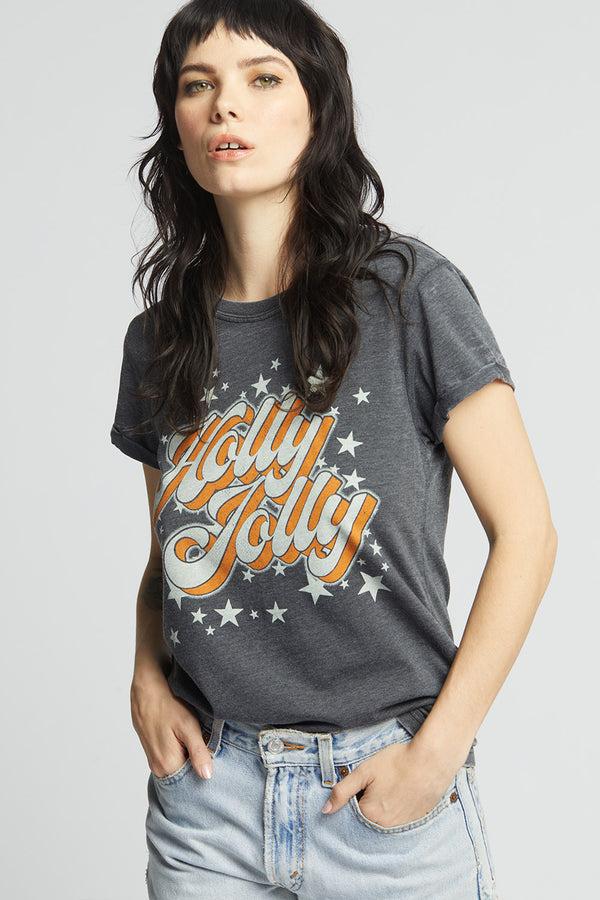 Recycled Karma Holly Jolly Retro Style Fitted Burnout Tee