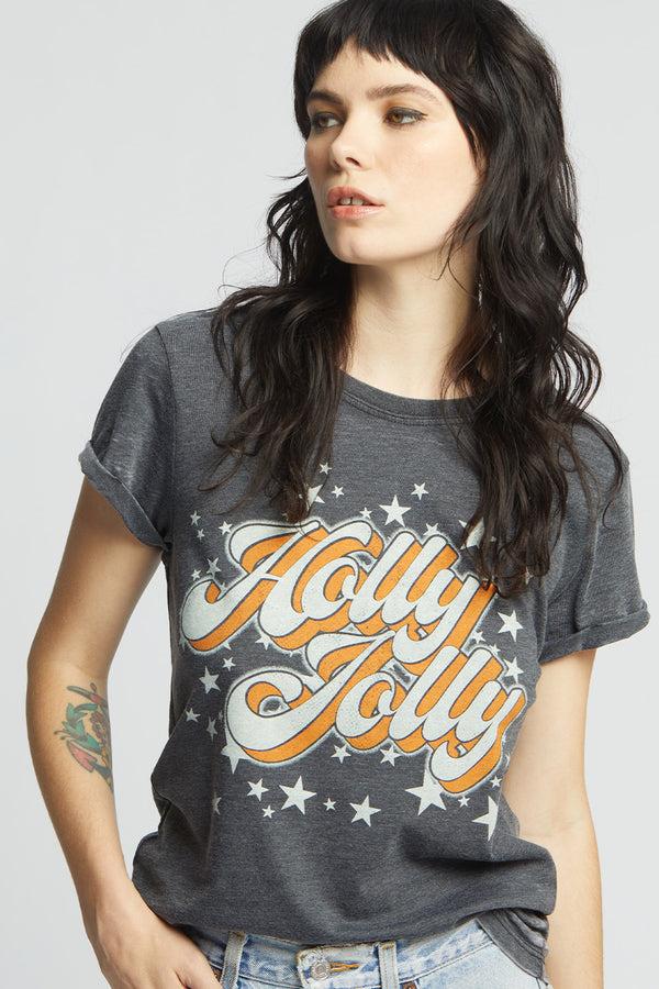 Recycled Karma Holly Jolly Retro Style Fitted Burnout Tee