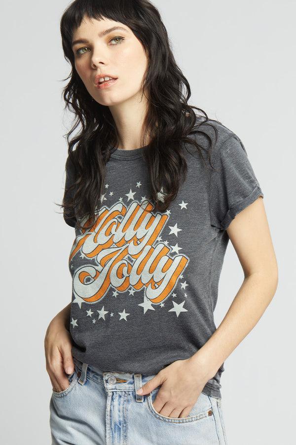 Recycled Karma Holly Jolly Retro Style Fitted Burnout Tee