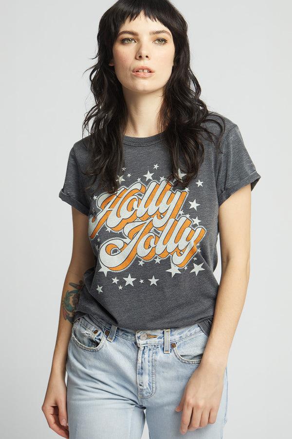 recycled karma Holly Jolly Retro Style Fitted Burnout Tee