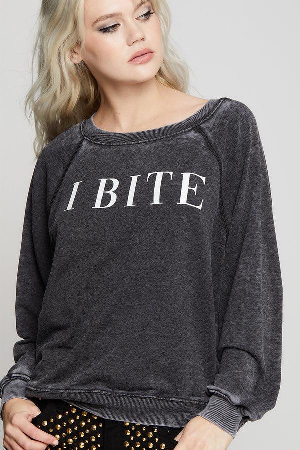 Recycled Karma I Bite Oversized Vintage-Style Graphic Sweatshirt