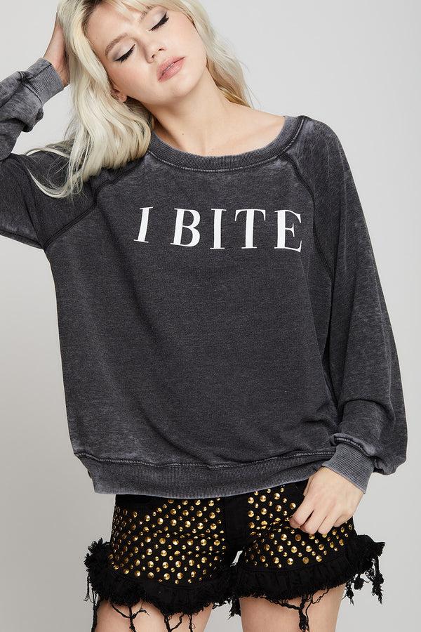Recycled Karma I Bite Oversized Vintage-Style Graphic Sweatshirt