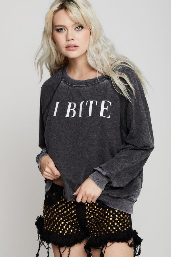 recycled karma I Bite Oversized Vintage-Style Graphic Sweatshirt