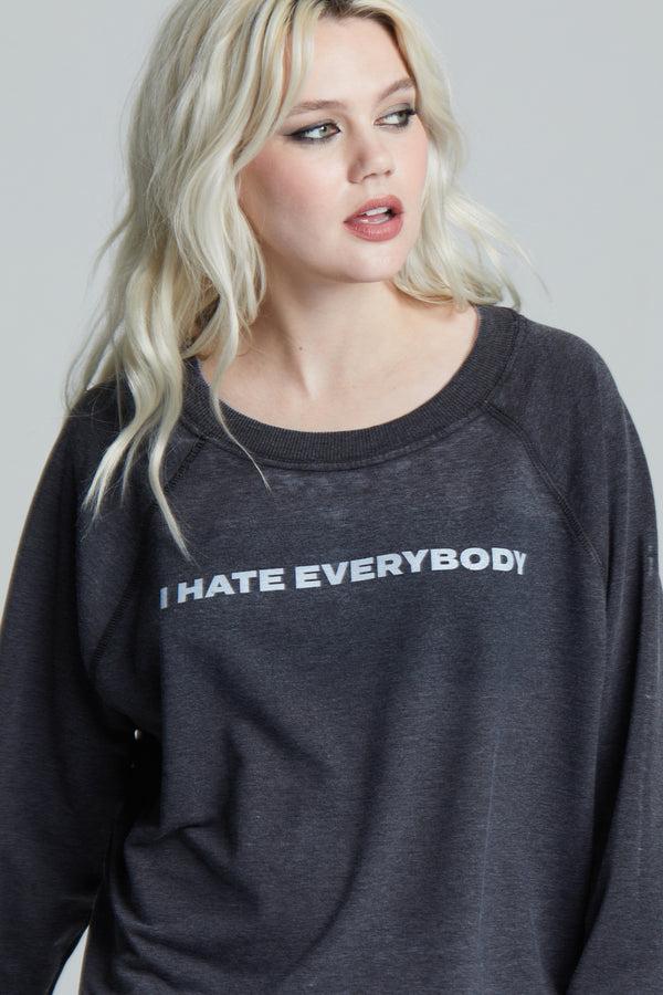 Recycled Karma I Hate Everybody Oversized Vintage Style Sweatshirt