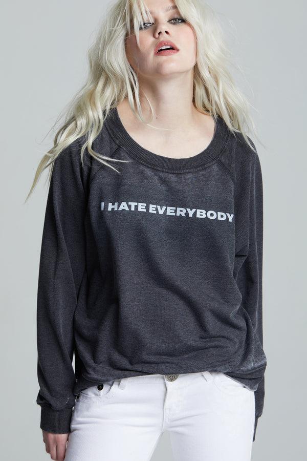 Recycled Karma I Hate Everybody Oversized Vintage Style Sweatshirt