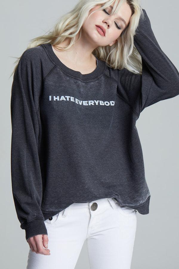 Recycled Karma I Hate Everybody Oversized Vintage Style Sweatshirt