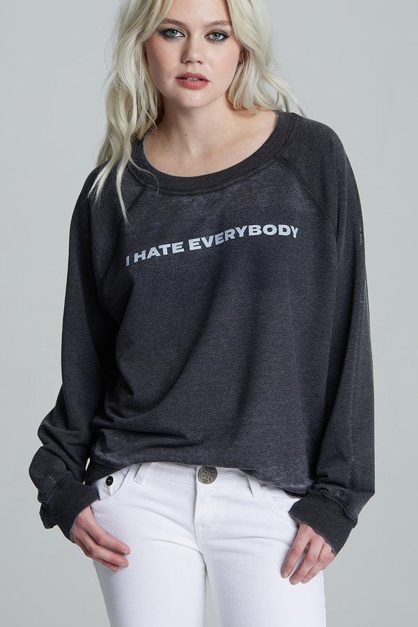 recycled karma I Hate Everybody Oversized Vintage Style Sweatshirt