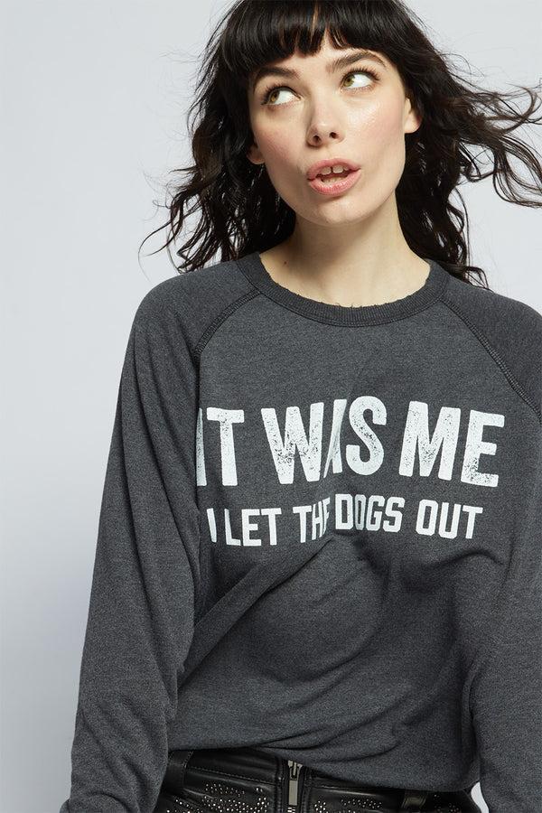 Recycled Karma I Let The Dogs Out Oversized Statement Sweatshirt