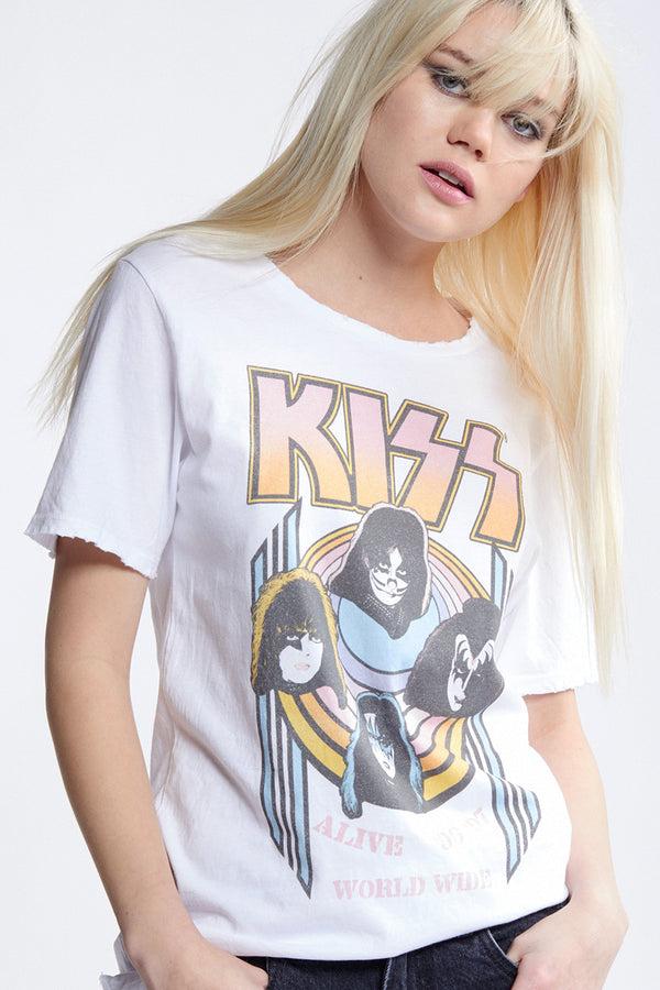 Recycled Karma KISS Alive World Tour Vintage Boyfriend Tee
