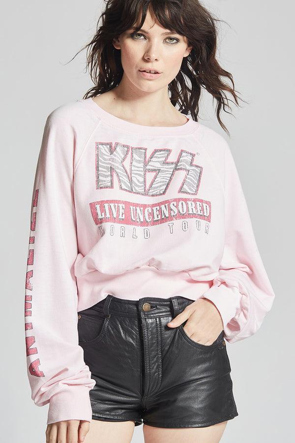 Recycled Karma KISS Animalize Live Vintage Crop Sweatshirt
