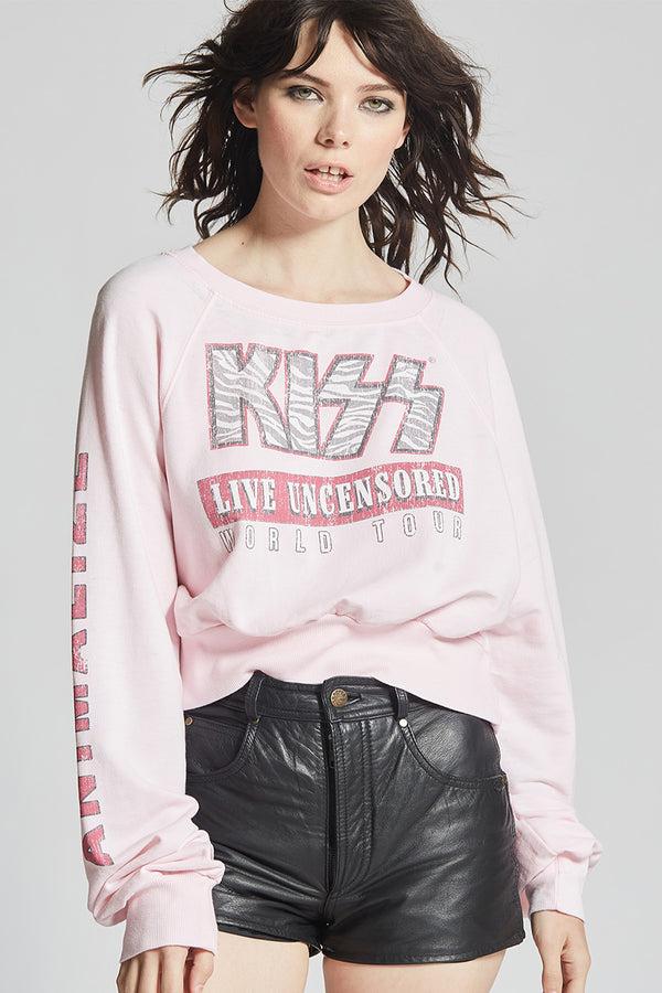 Recycled Karma KISS Animalize Live Vintage Crop Sweatshirt