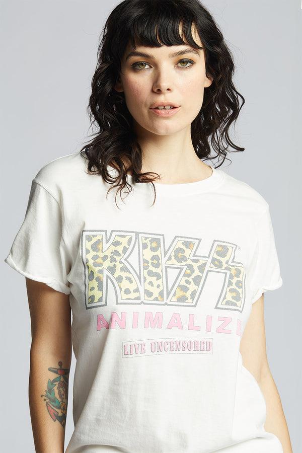Recycled Karma KISS Animalize Uncensored Tour White Vintage Tee