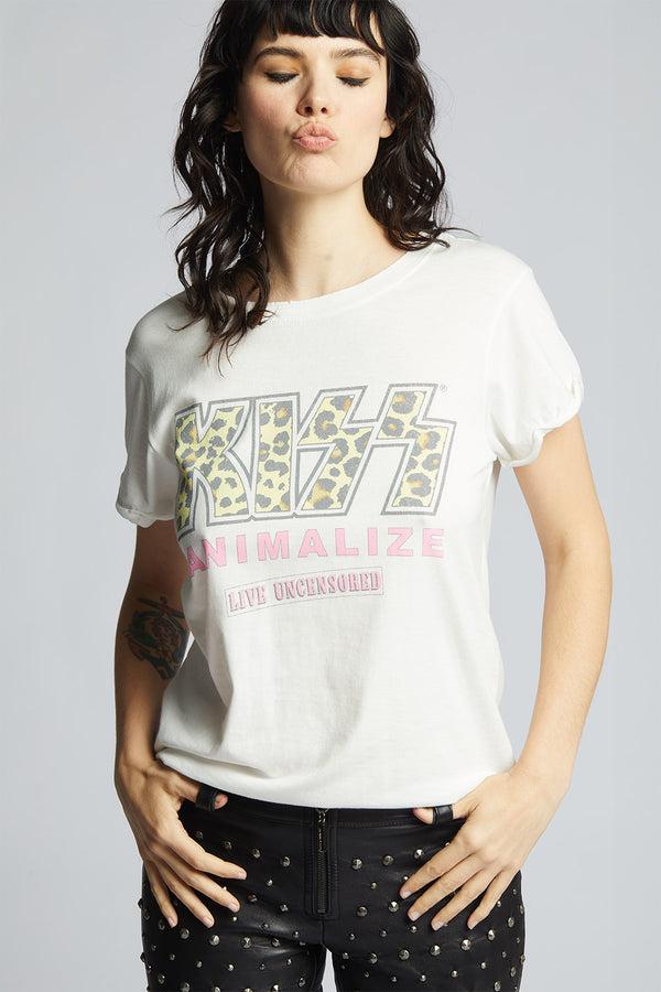 Recycled Karma KISS Animalize Uncensored Tour White Vintage Tee