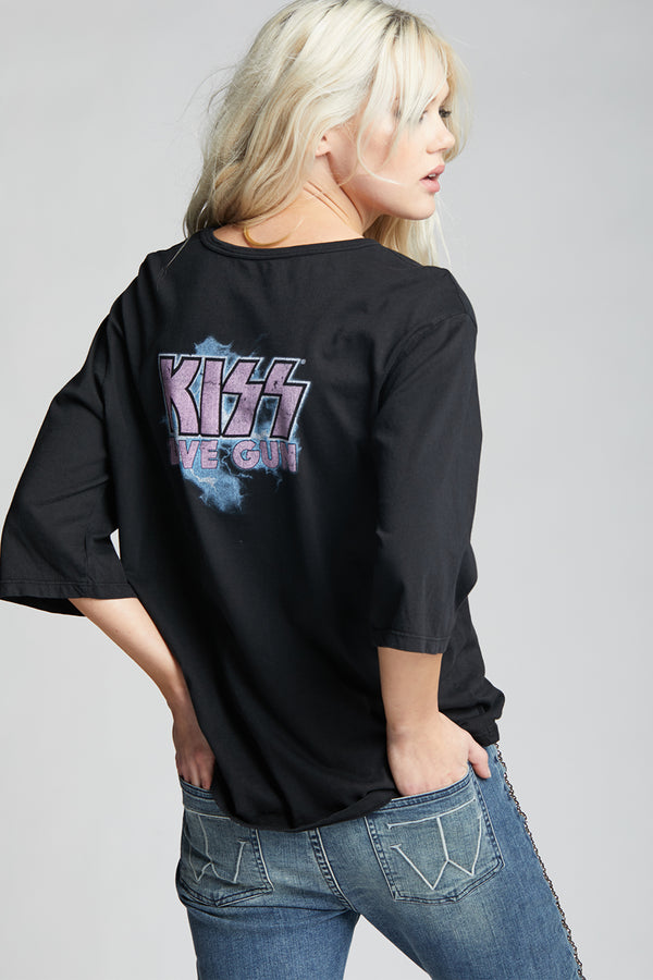 Recycled Karma KISS Love Gun Vintage Graphic 3/4 Sleeve Tee