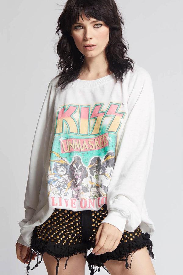 Recycled Karma KISS Unmasked Oversized Vintage Tour Sweatshirt