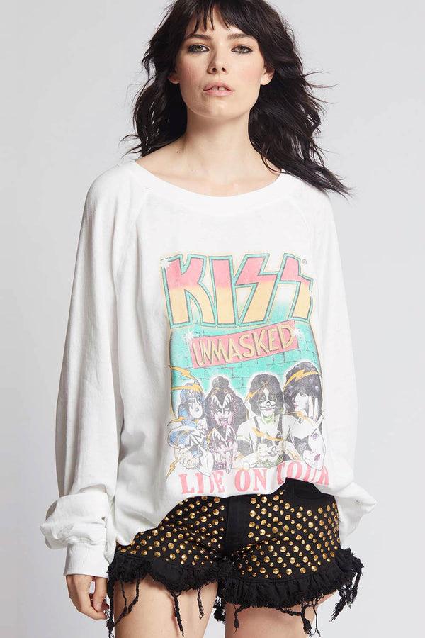 Recycled Karma KISS Unmasked Oversized Vintage Tour Sweatshirt