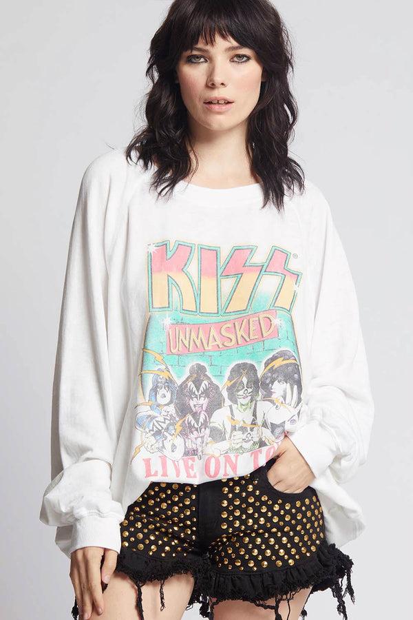 recycled karma KISS Unmasked Oversized Vintage Tour Sweatshirt