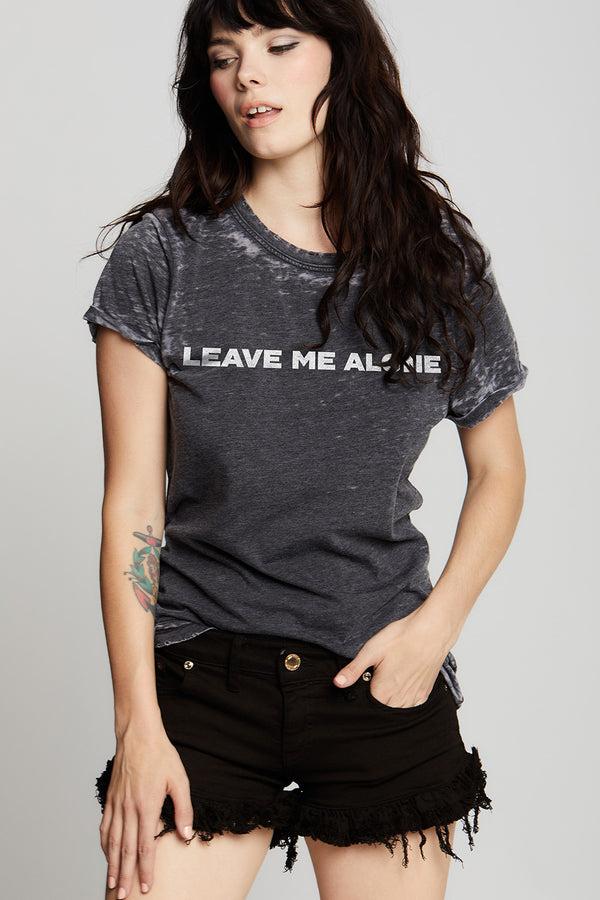 Recycled Karma Leave Me Alone Distressed Statement Tee