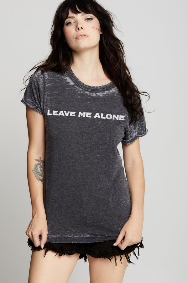 Recycled Karma Leave Me Alone Distressed Statement Tee