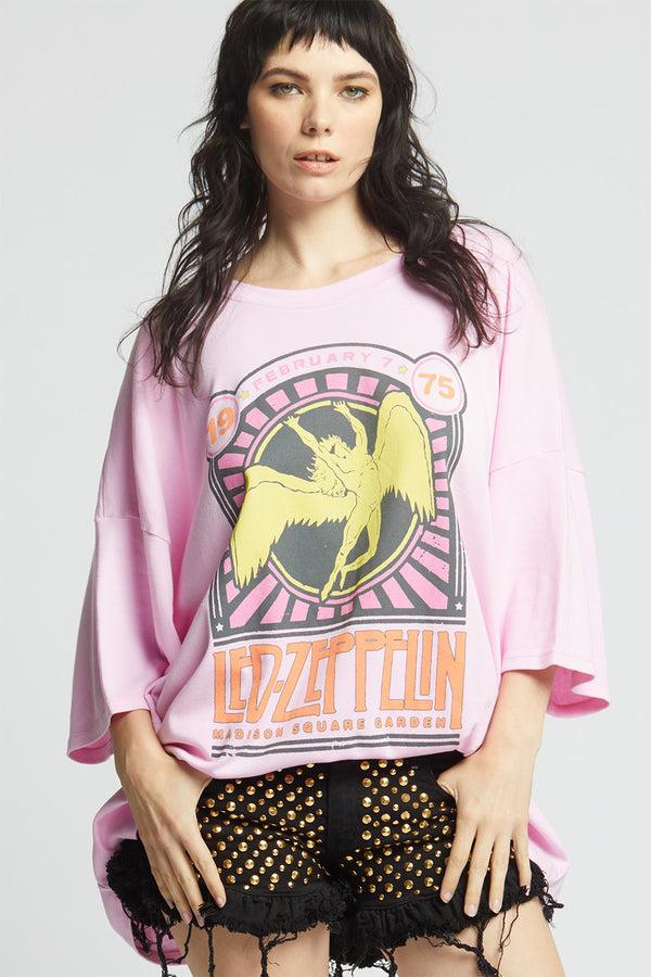 recycled karma Led Zeppelin 1975 One Size Pink Concert Tee