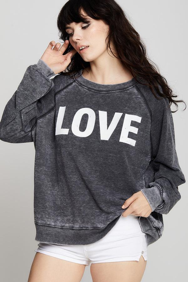 Recycled Karma Love Oversized Vintage-Style Sweatshirt