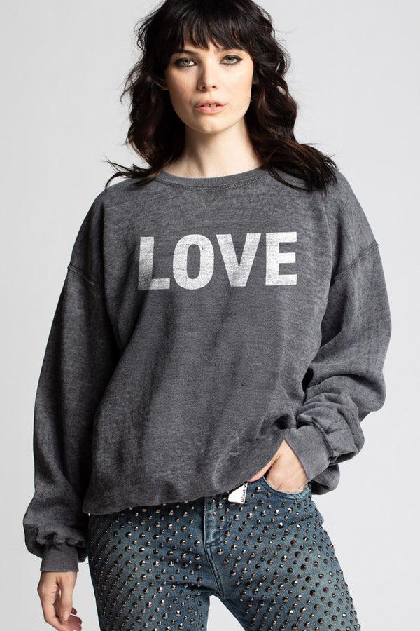 Recycled Karma Love Vintage-Style Fitted Sweatshirt